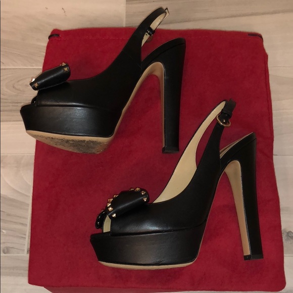 💯Valentino Leather Peep Toe Slingback Pumps - Picture 3 of 8